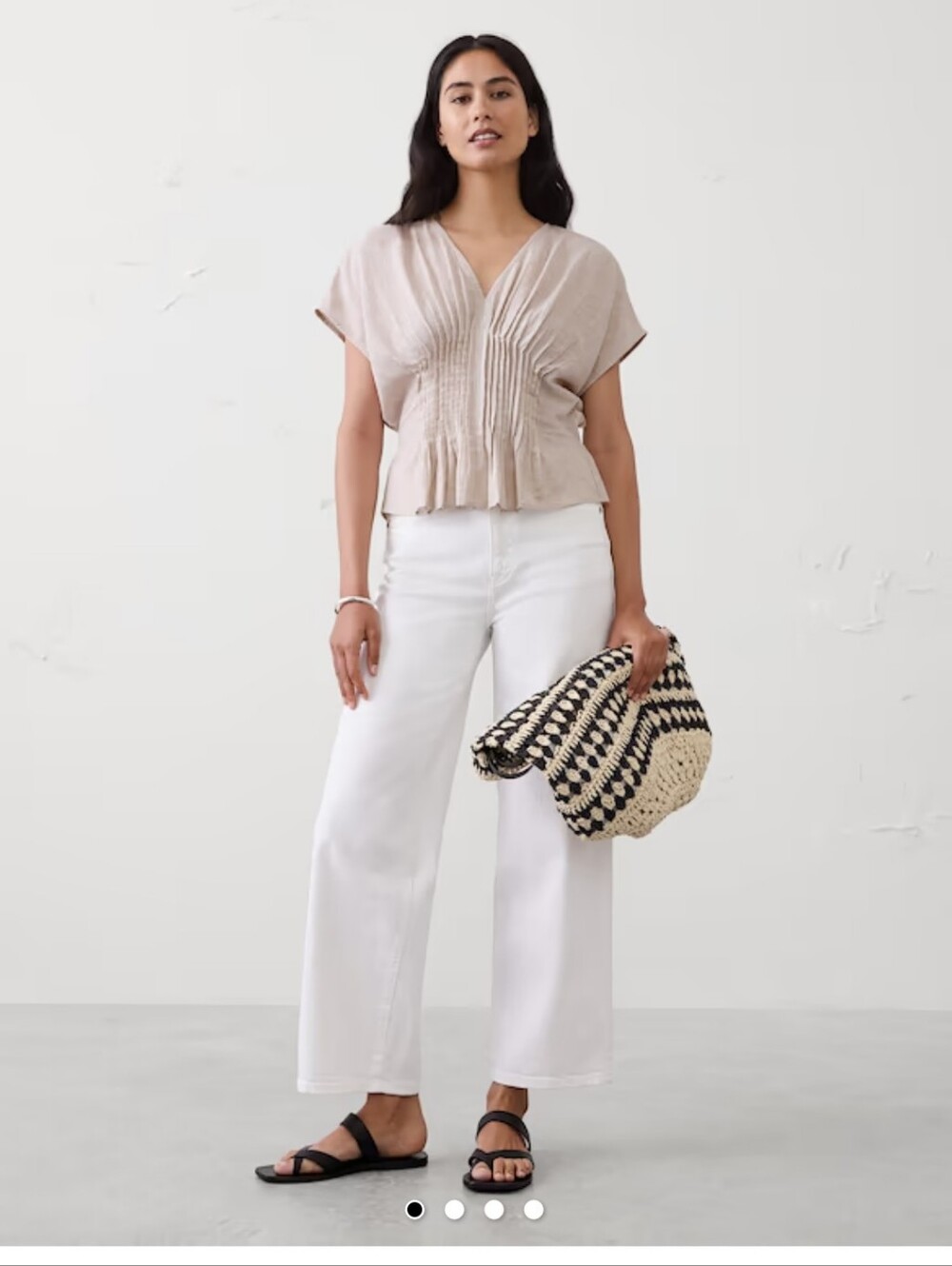 Banana Republic Cream Pintuck V-Neck Tunic